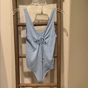 Light Blue Ribbed Bodysuit